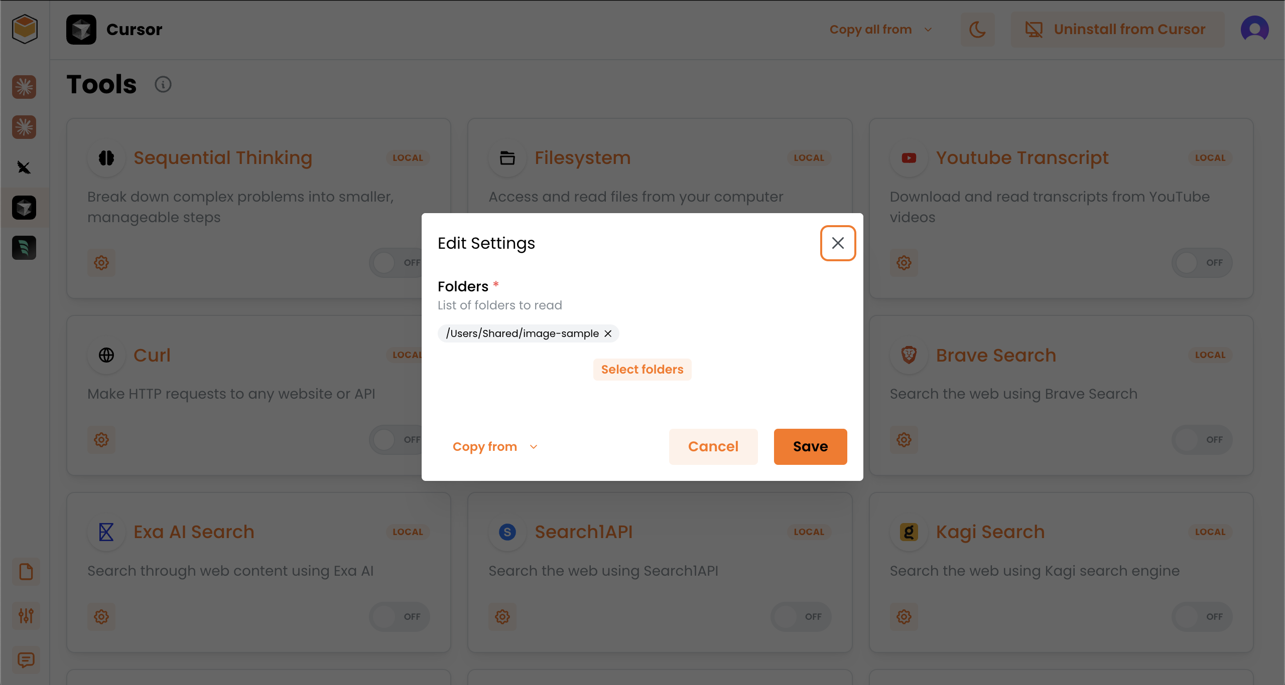 設定本端資料夾位置